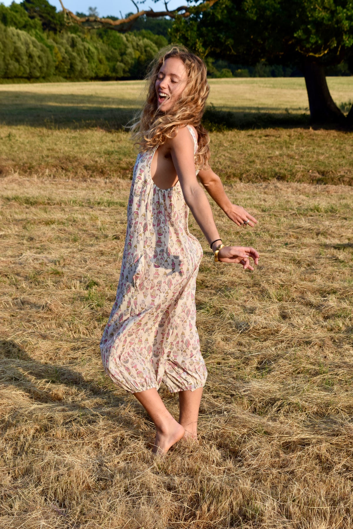 Pink Leaf Cotton Playsuit
