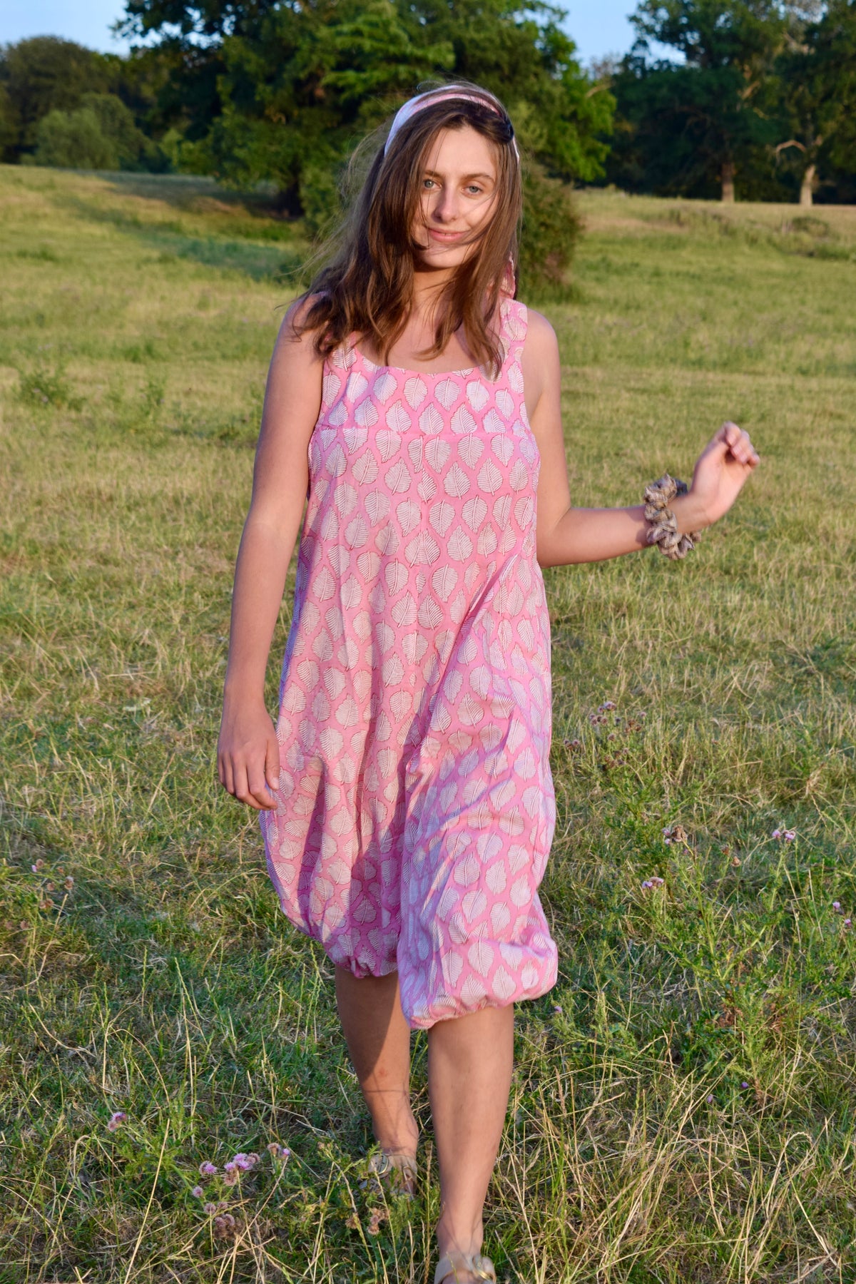 Pink Leaf Cotton Playsuit